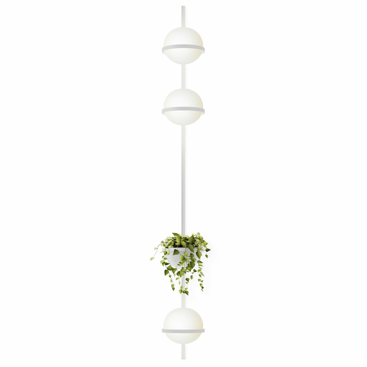 Vibia Wandleuchte 'Palma' Weiss, 3 Leuchtkugeln mit Pflanzentopf