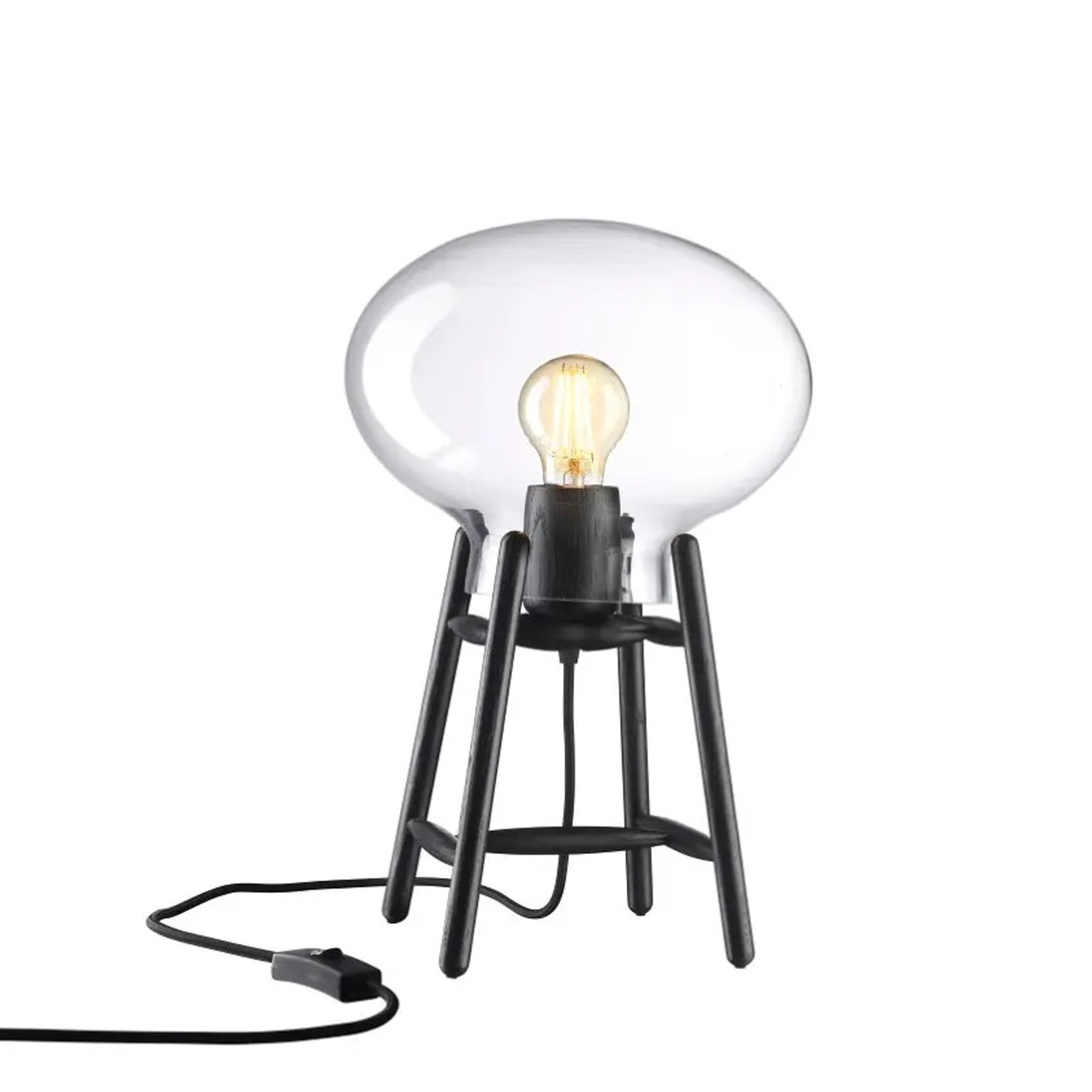 FDB Mobler U4 Hiti Table Lamp Eiche schwarz, Klarglas