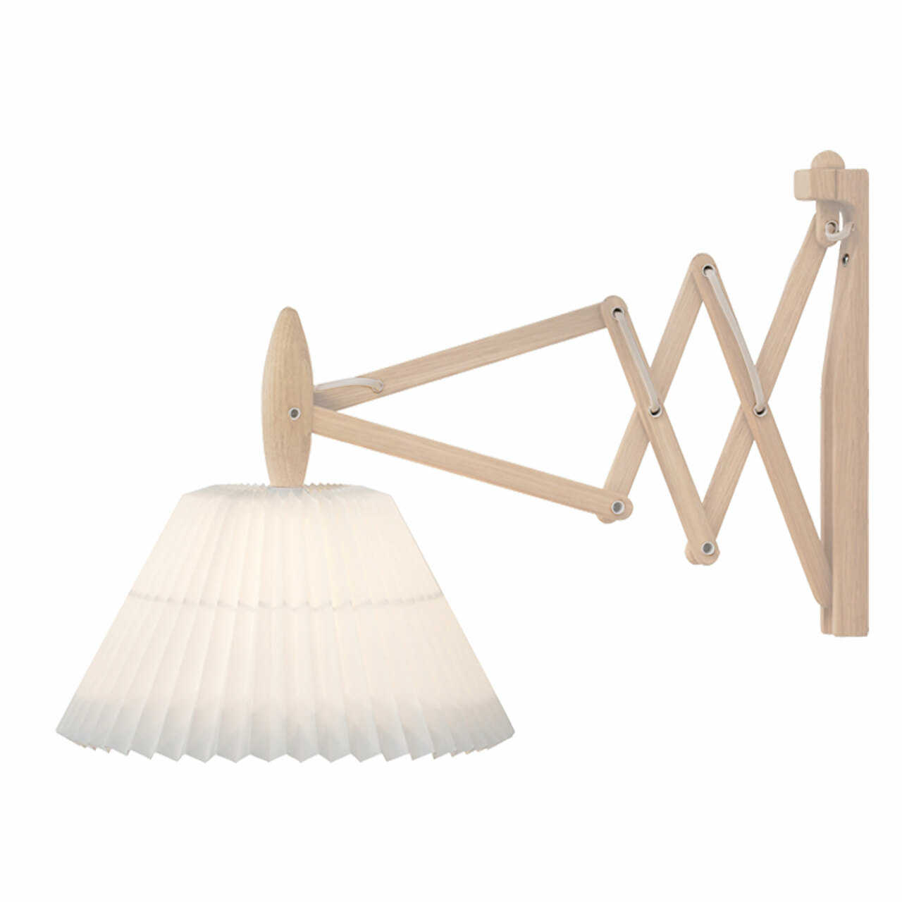 Le Klint Wandleuchte Sax von 'LeKlint' L: 40 - 90 cm / H: 41 cm, Kunststoff Weiss, Helles Eichenholz