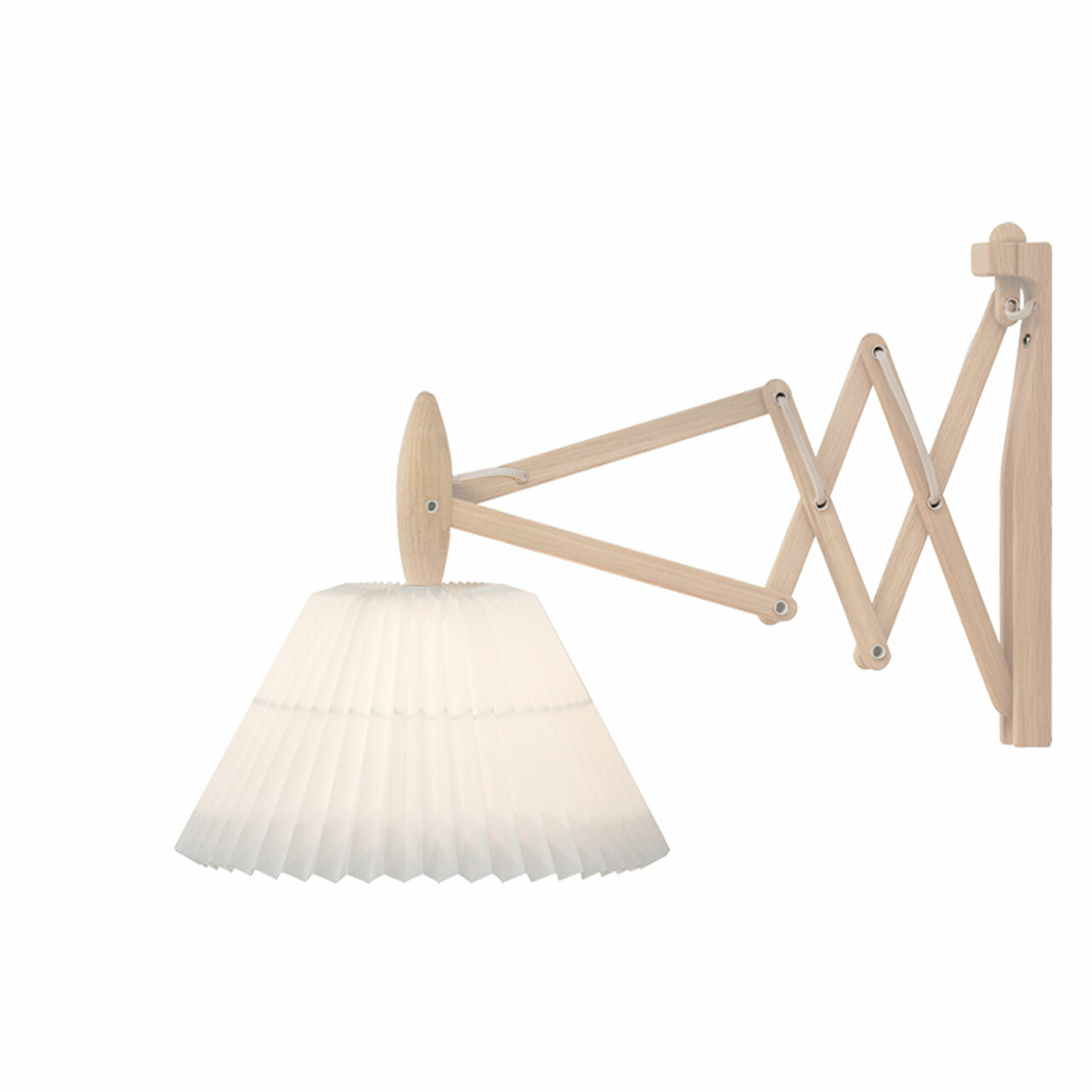 Le Klint Wandleuchte Sax von 'LeKlint' L: 33 - 60 cm / H: 31 cm, Kunststoff Weiss, Helles Eichenholz