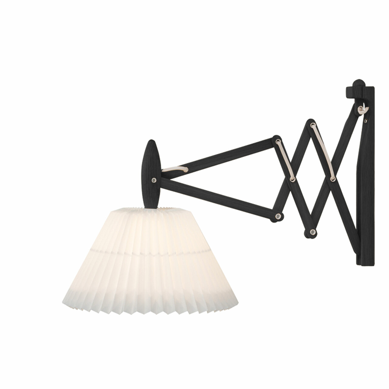 Le Klint Wandleuchte Sax von 'LeKlint' L: 33 - 60 cm / H: 31 cm, Kunststoff Weiss, Schwarzes Eichenholz