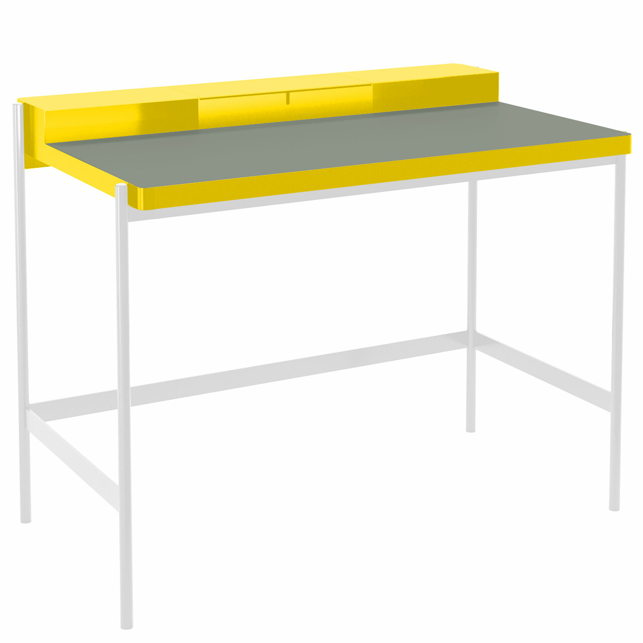 Müller Möbelfabrikation Sekretär PS20 Verkehrsgelb - RAL 1023, Signalweiss - RAL 9003, Linoleum grau 4132 - Forbo