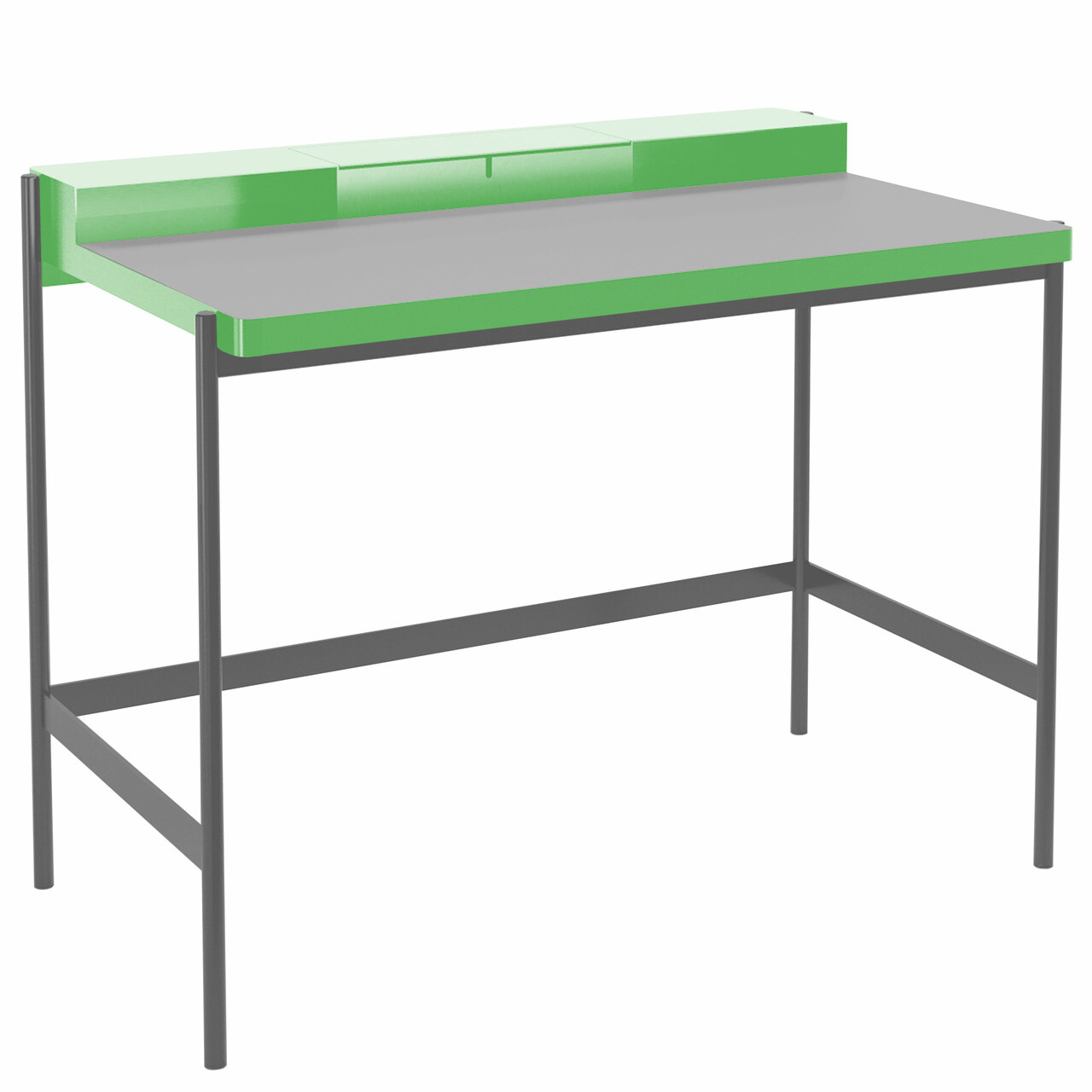 Müller Möbelfabrikation Sekretär PS20 Weissgrün - RAL 6019, Rauch matt, Linoleum hellgrau 4175 - Forbo
