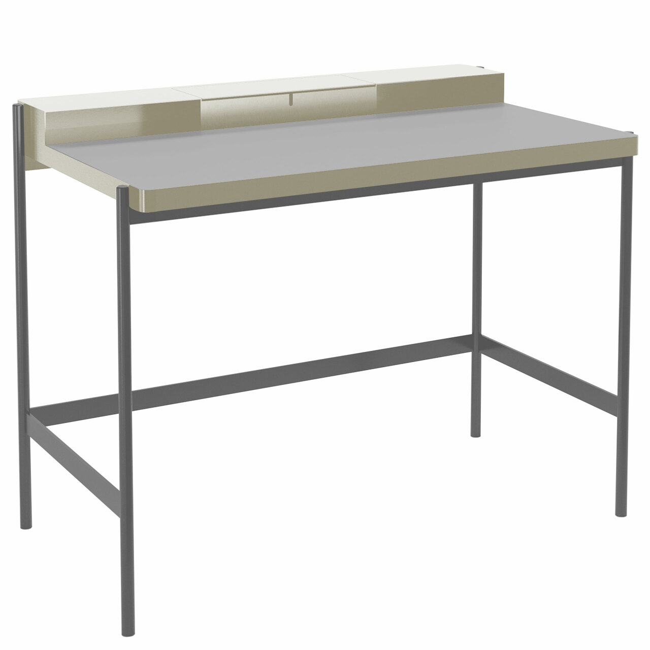 Müller Möbelfabrikation Sekretär PS20 Seidengrau - RAL 7044, Rauch matt, Linoleum hellgrau 4175 - Forbo
