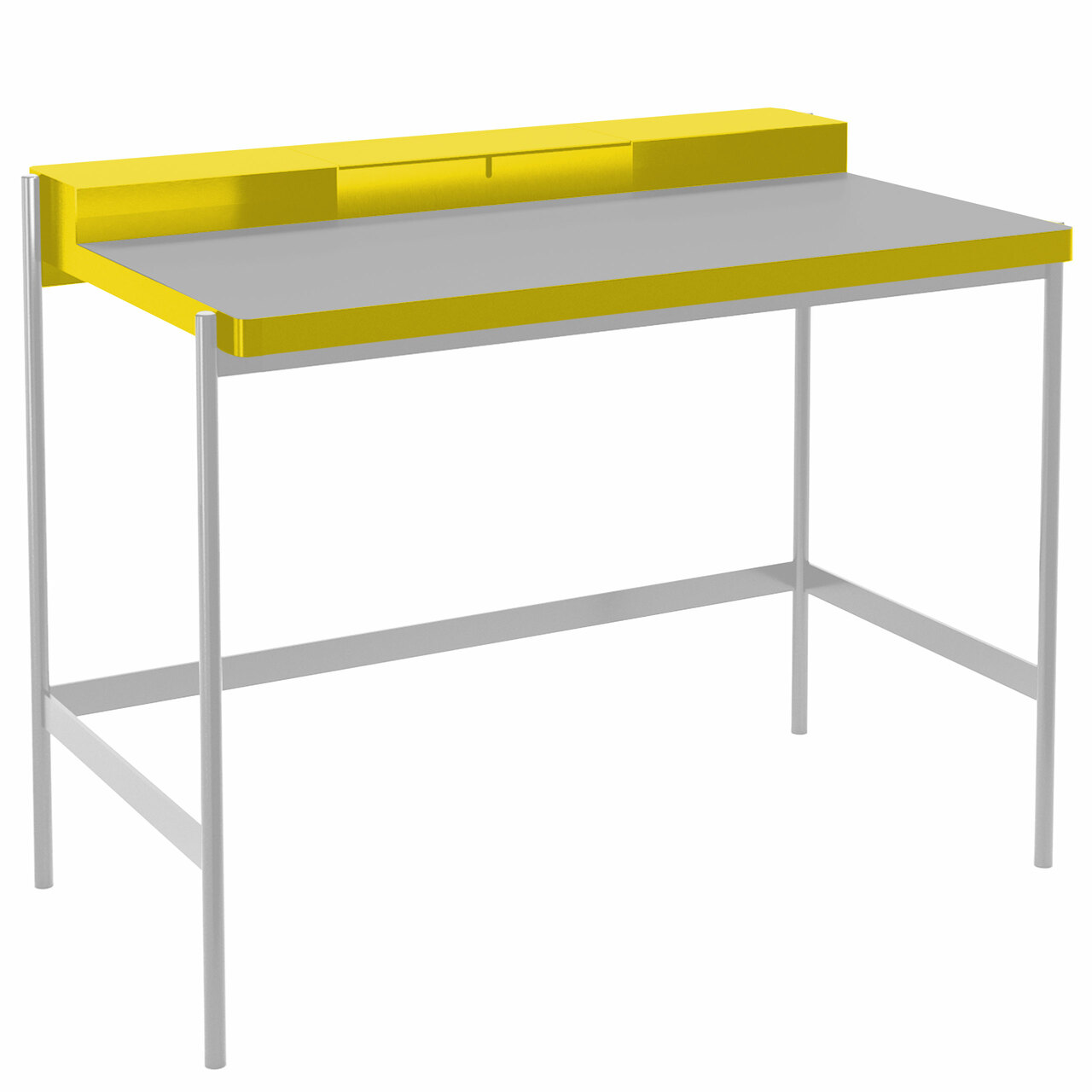 Müller Möbelfabrikation Sekretär PS20 Zitronengelb - RAL 1012, Weissaluminium - RAL 9006, Linoleum hellgrau 4175 - Forbo