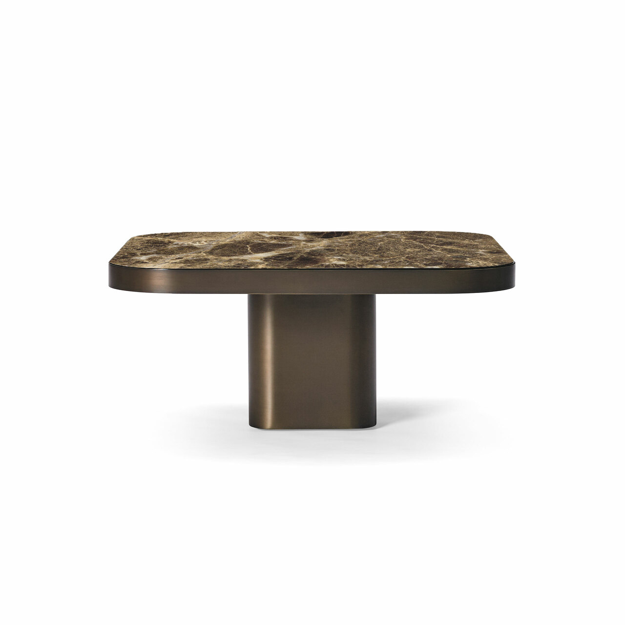 Classicon Bow Coffee Table Marmor Emperador Dark, Messing brüniert, B: 70 cm / T: 70 cm / H: 31 cm	