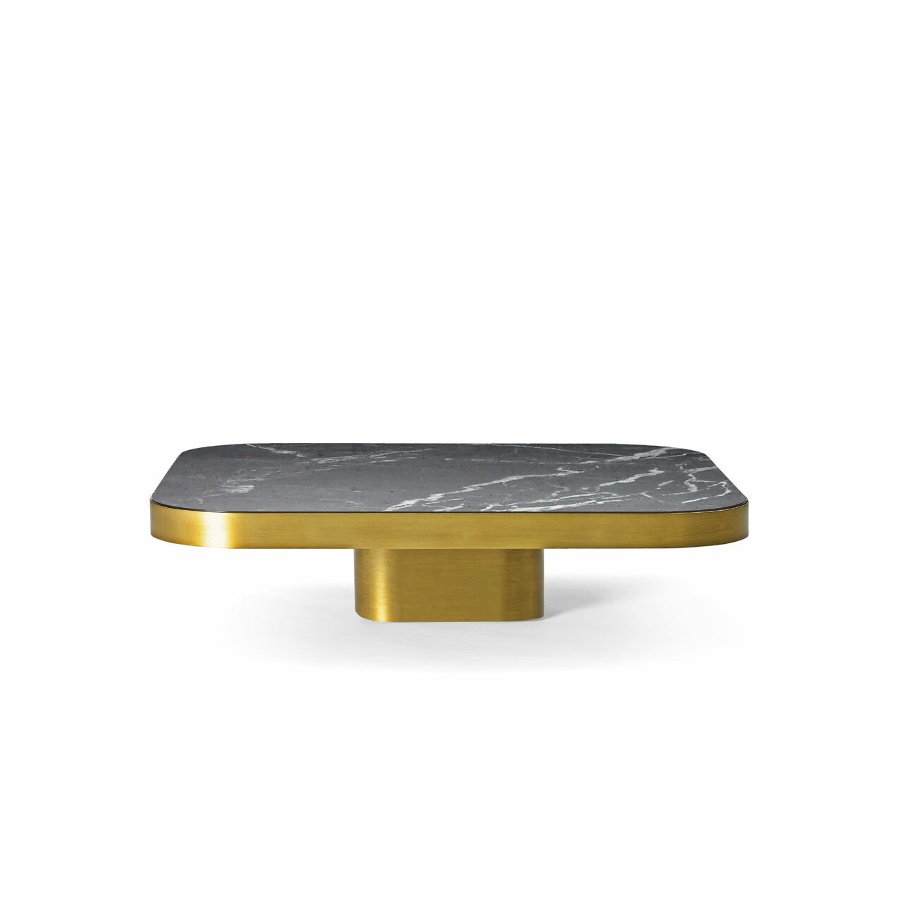 Classicon Bow Coffee Table Marmor Nero Marquina, Messing,  B: 70 cm / T: 70 cm / H: 19 cm