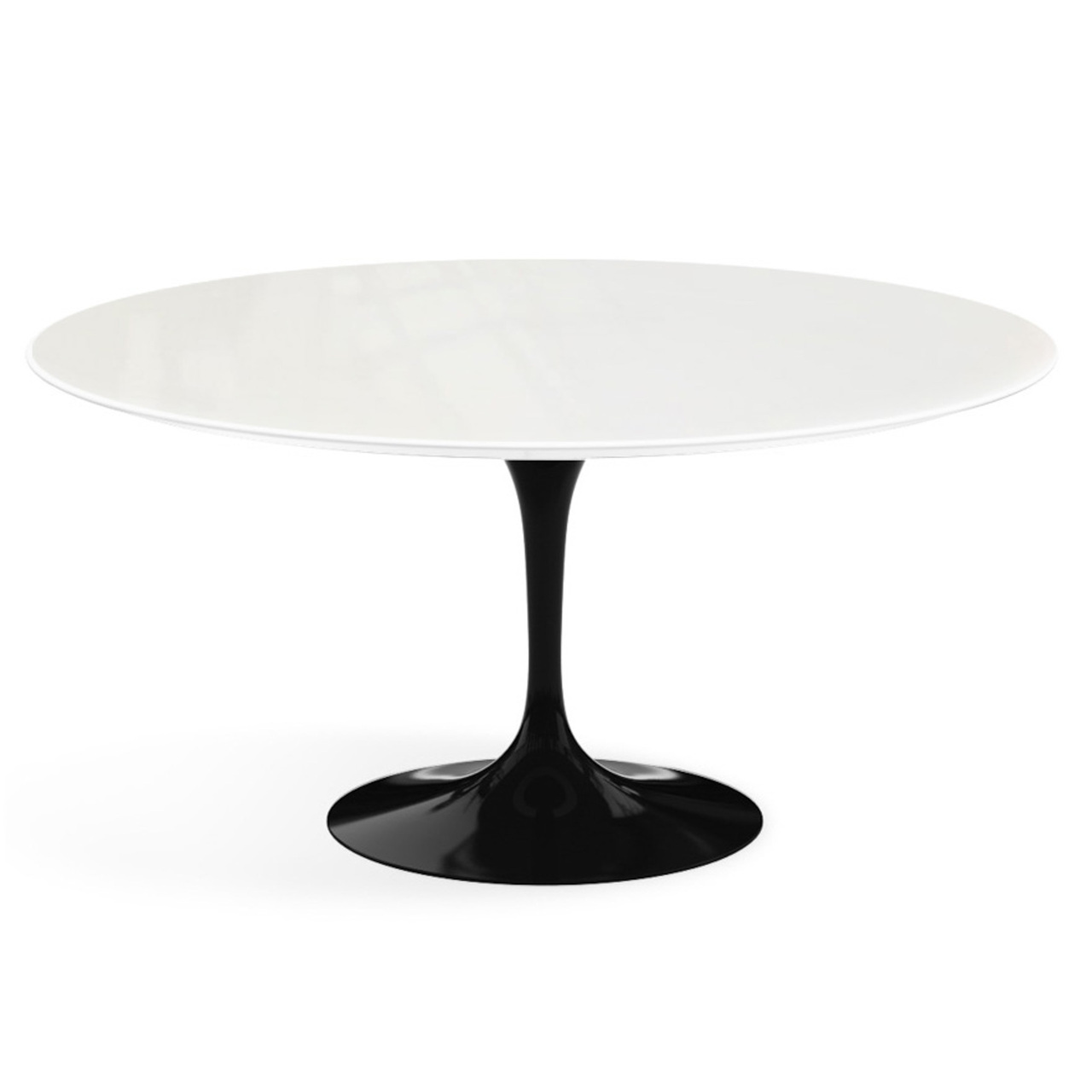 Knoll International Runder Esstisch 'Saarinen' Weiss lackiert, Schwarz, Ø: 91 cm