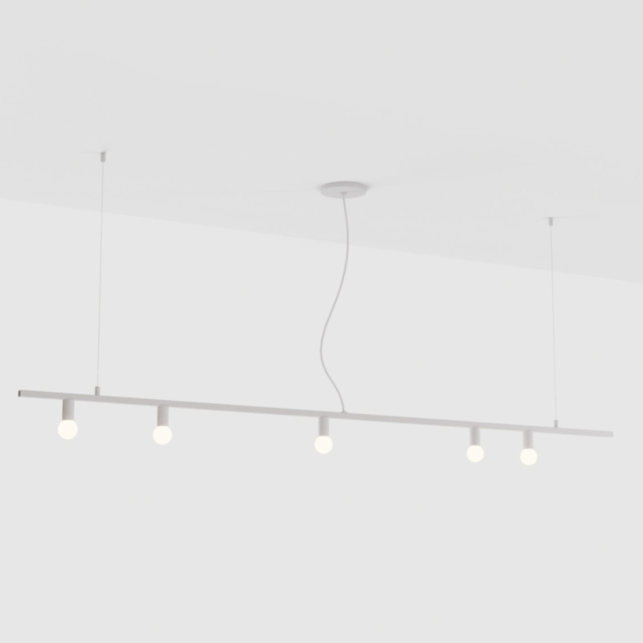Lambert & Fils Deckenleuchte 'Dot Line Suspension' Weiss, B: 183 cm , Weiss
