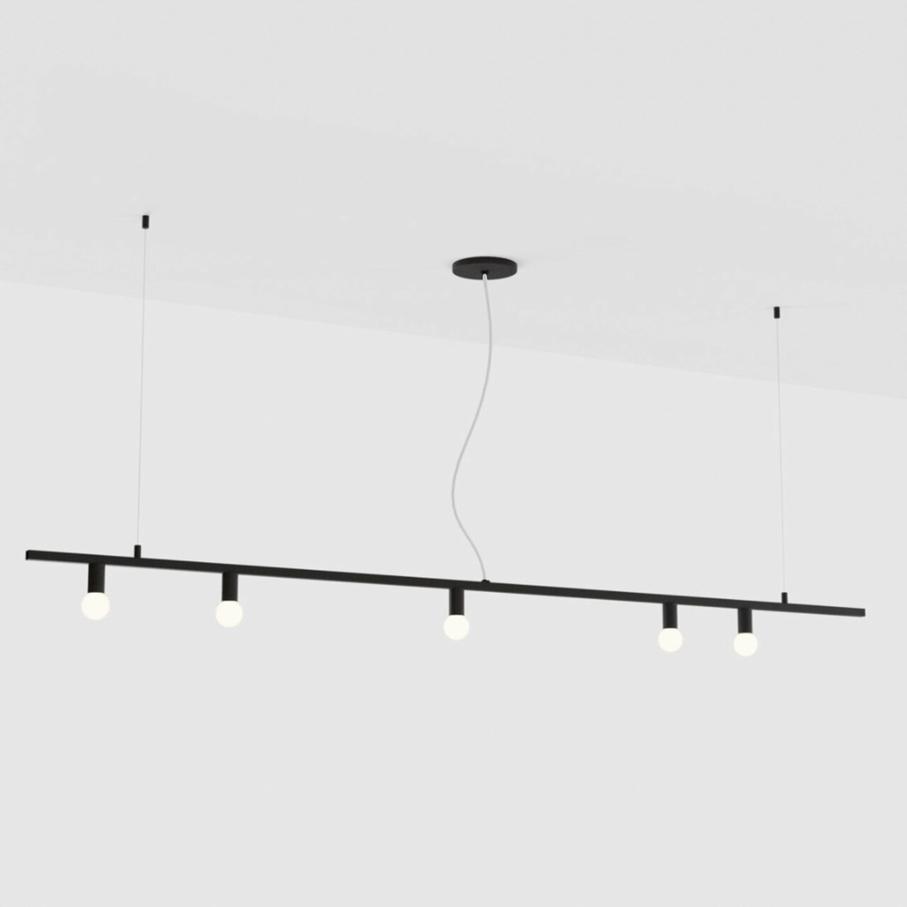 Lambert & Fils Deckenleuchte 'Dot Line Suspension' Schwarz, B: 183 cm , Weiss
