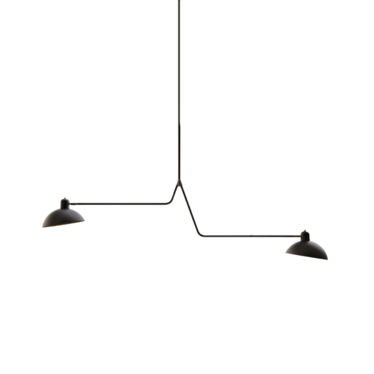 Lambert & Fils Deckenleuchte 'Waldorf Suspension Double' Schwarz / Messingelemente, H: 61 cm 