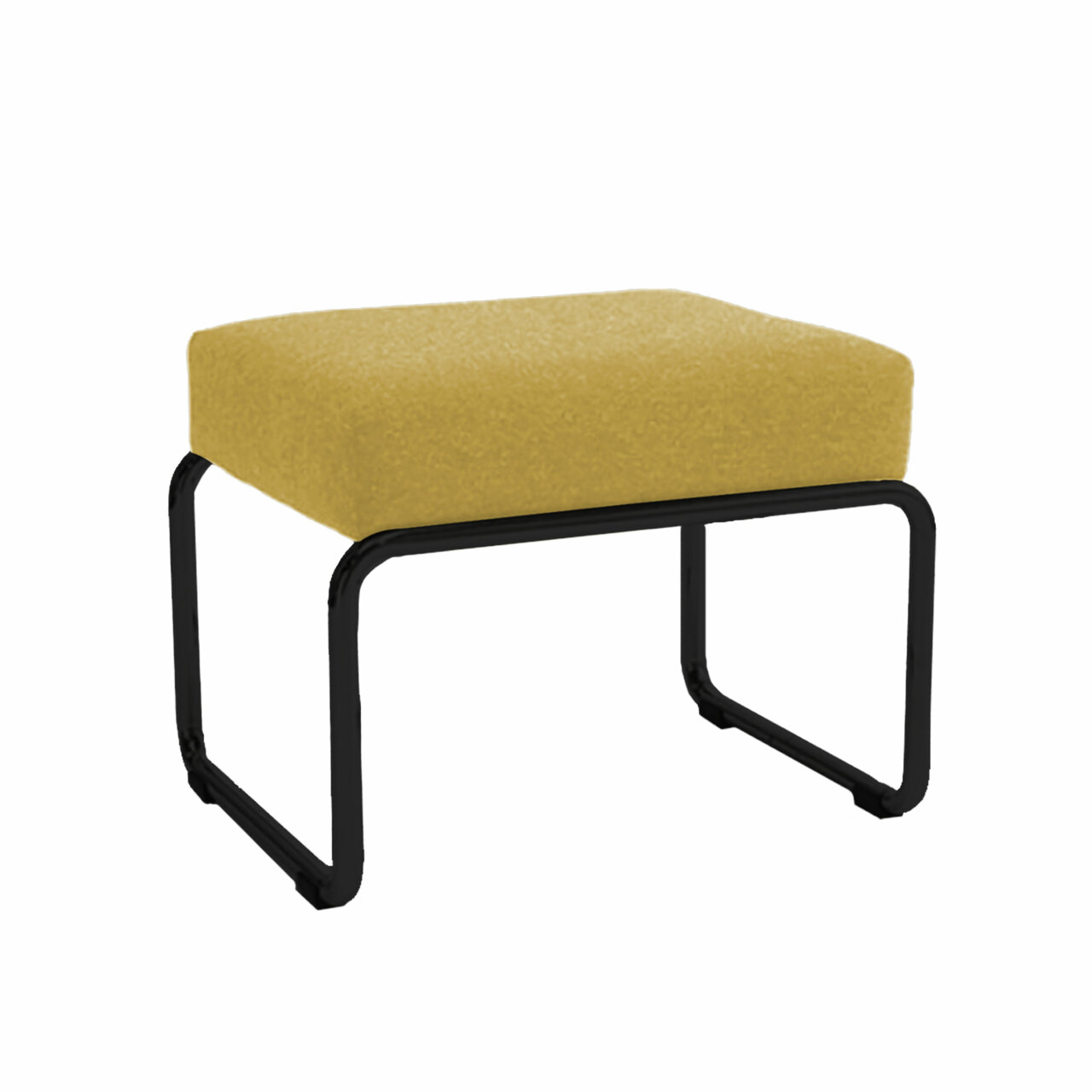 Embru 'Moser Hocker' zum Fauteuil Gelb - Hallingdal 407, Pulverbeschichtet tiefschwarz