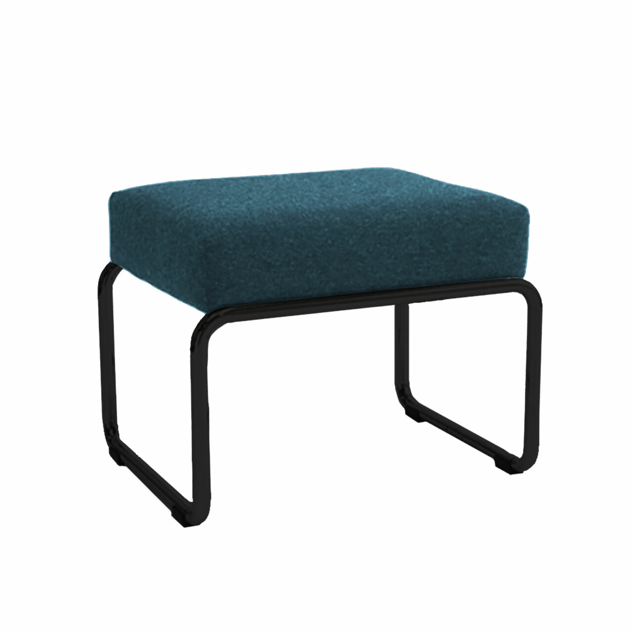 Embru 'Moser Hocker' zum Fauteuil Petrolblau - Hallingdal 0890, Pulverbeschichtet tiefschwarz