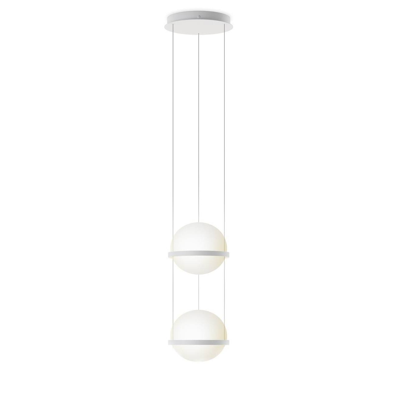 Vibia Schmale Pendelleuchte 'Palma' Weiss, 2 Leuchtkugeln