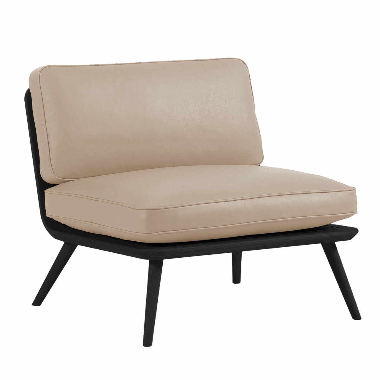 Fredericia 'Spine Lounge' Sessel Eiche schwarz lackiert, Warmgrau 112 - Omni