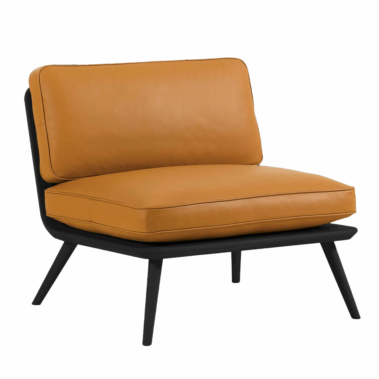 Fredericia 'Spine Lounge' Sessel Eiche schwarz lackiert, Cognac 307 - Omni