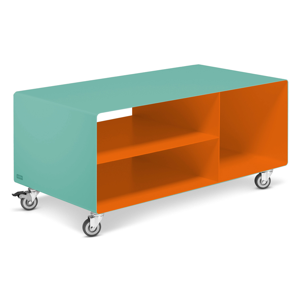 Müller Möbelfabrikation Sideboard mit Fächereinteilung / Zweifarbig Pastelltürkis - RAL 6034, Verkehrsorange - RAL 2009