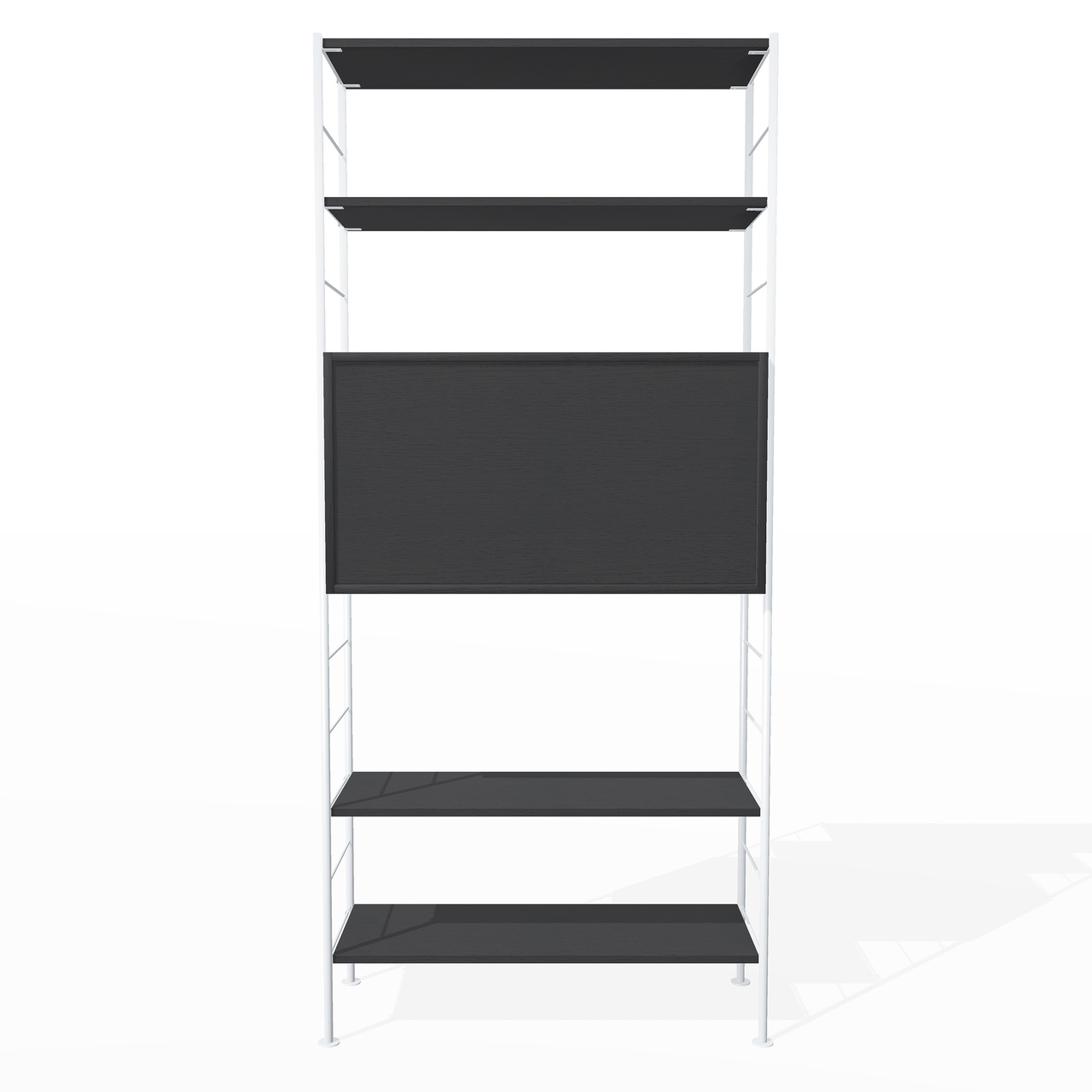 Richard Lampert  Hirche Regal DHS 10 / Basis 02 / H: 1855 Schwarz - RAL 9010, Weiss - RAL 9010, Schwarz - RAL 9005