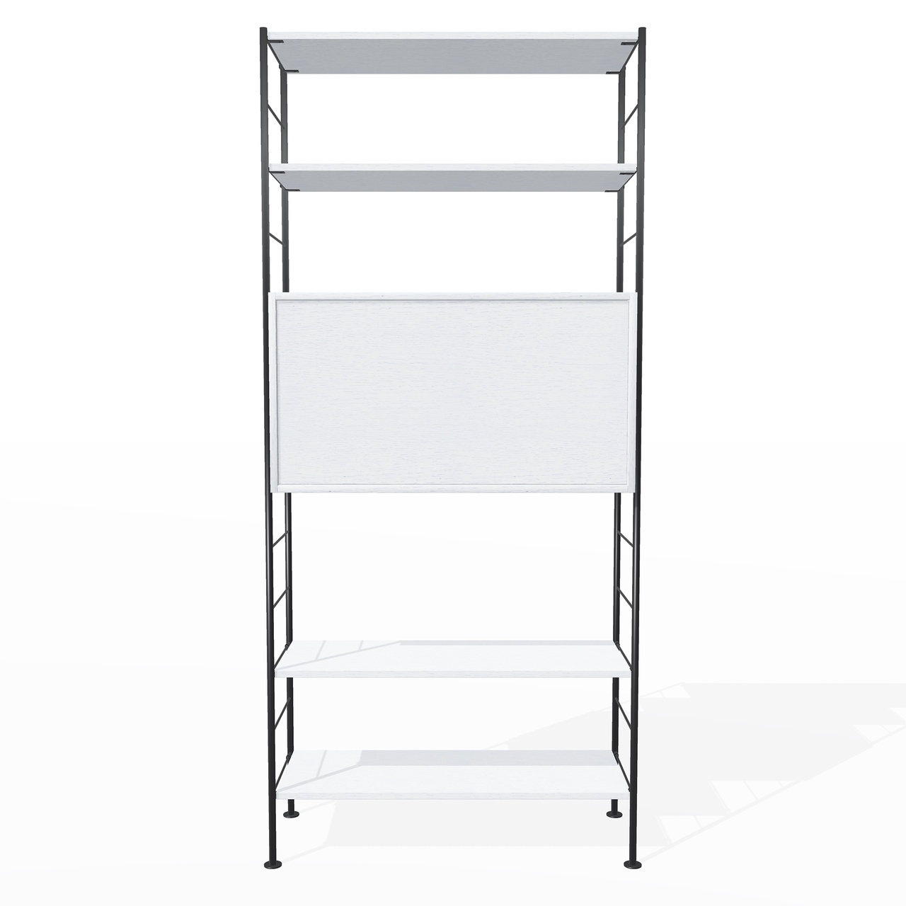 Richard Lampert  Hirche Regal DHS 10 / Basis 02 / H: 1855 Weiss - RAL 9010, Schwarz - RAL 9005, Weiss - RAL 9010