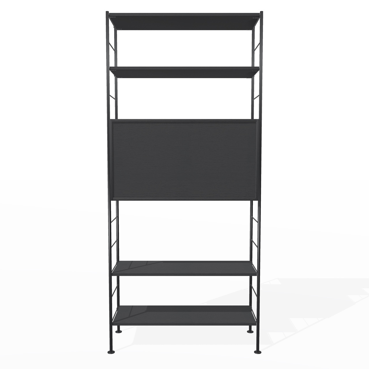 Richard Lampert  Hirche Regal DHS 10 / Basis 02 / H: 1855 Schwarz - RAL 9010, Schwarz - RAL 9005, Schwarz - RAL 9005