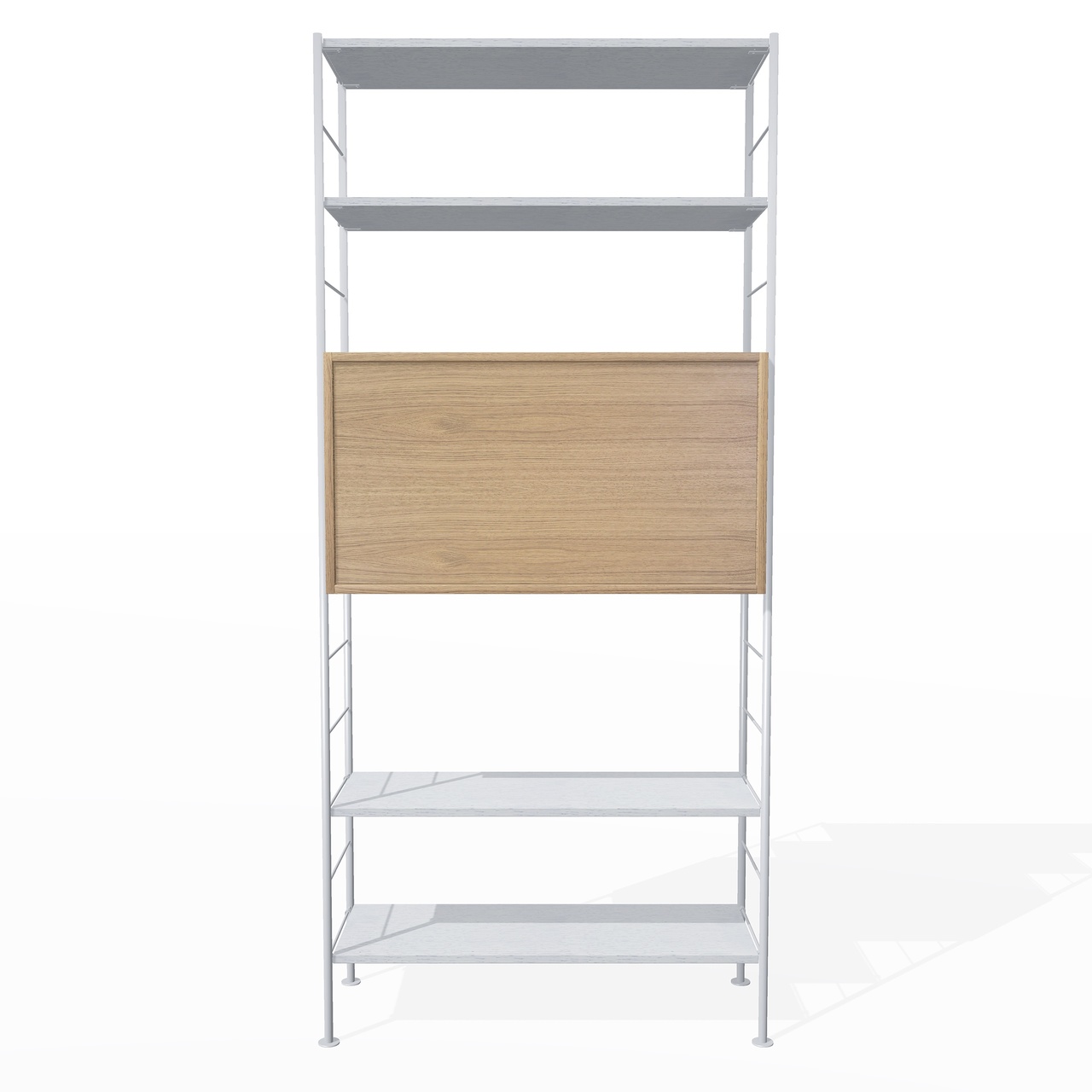 Richard Lampert  Hirche Regal DHS 10 / Basis 02 / H: 1855 Lichtgrau - RAL 7035, Lichtgrau - RAL 7035, Eiche Natur
