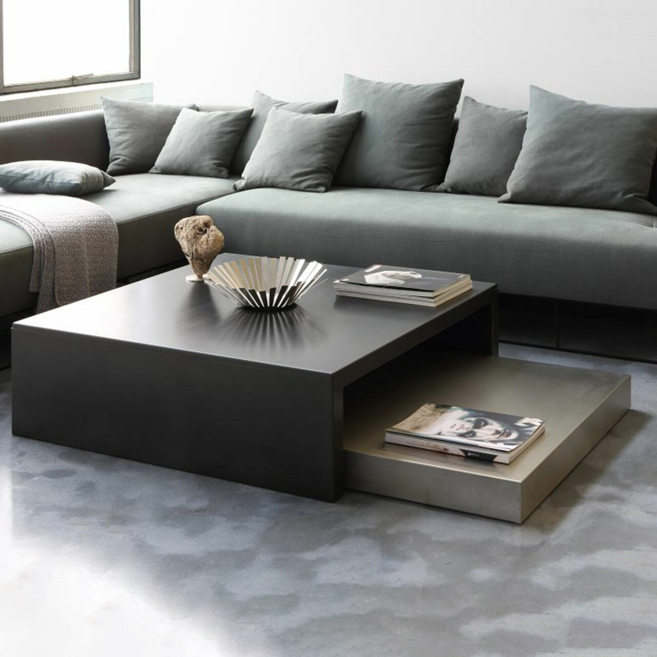 Zeus Max low tables Stahlblech schwarz phosphatiert, B: 100 cm / T: 100 cm