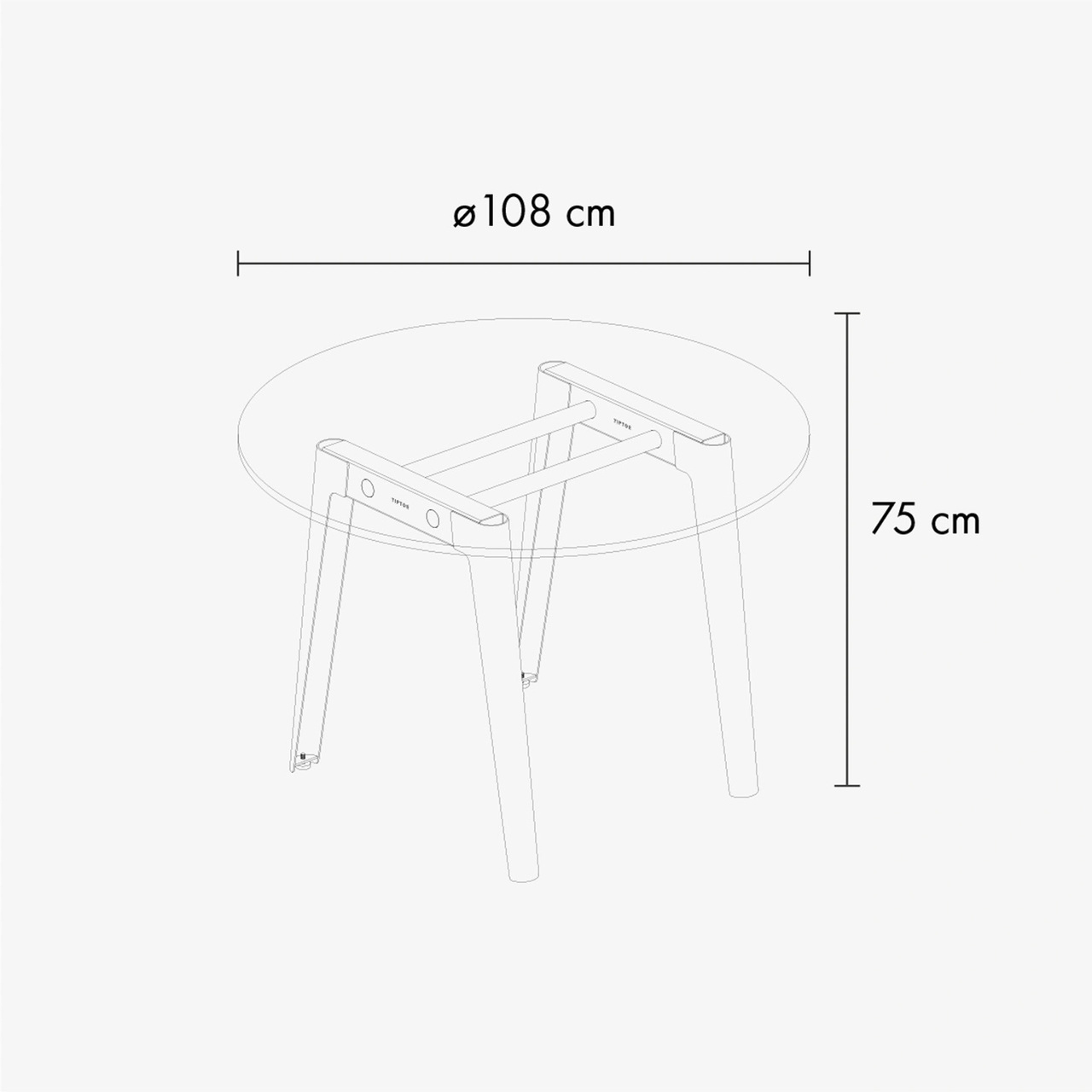 TIPTOE New modern round table - recycled plastic Graphit schwarz