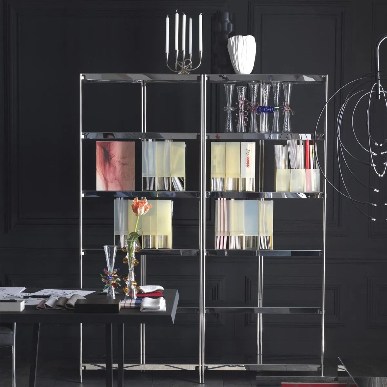 Driade Regal ZIGZAG Edelstahl poliert, H: 88 cm 
