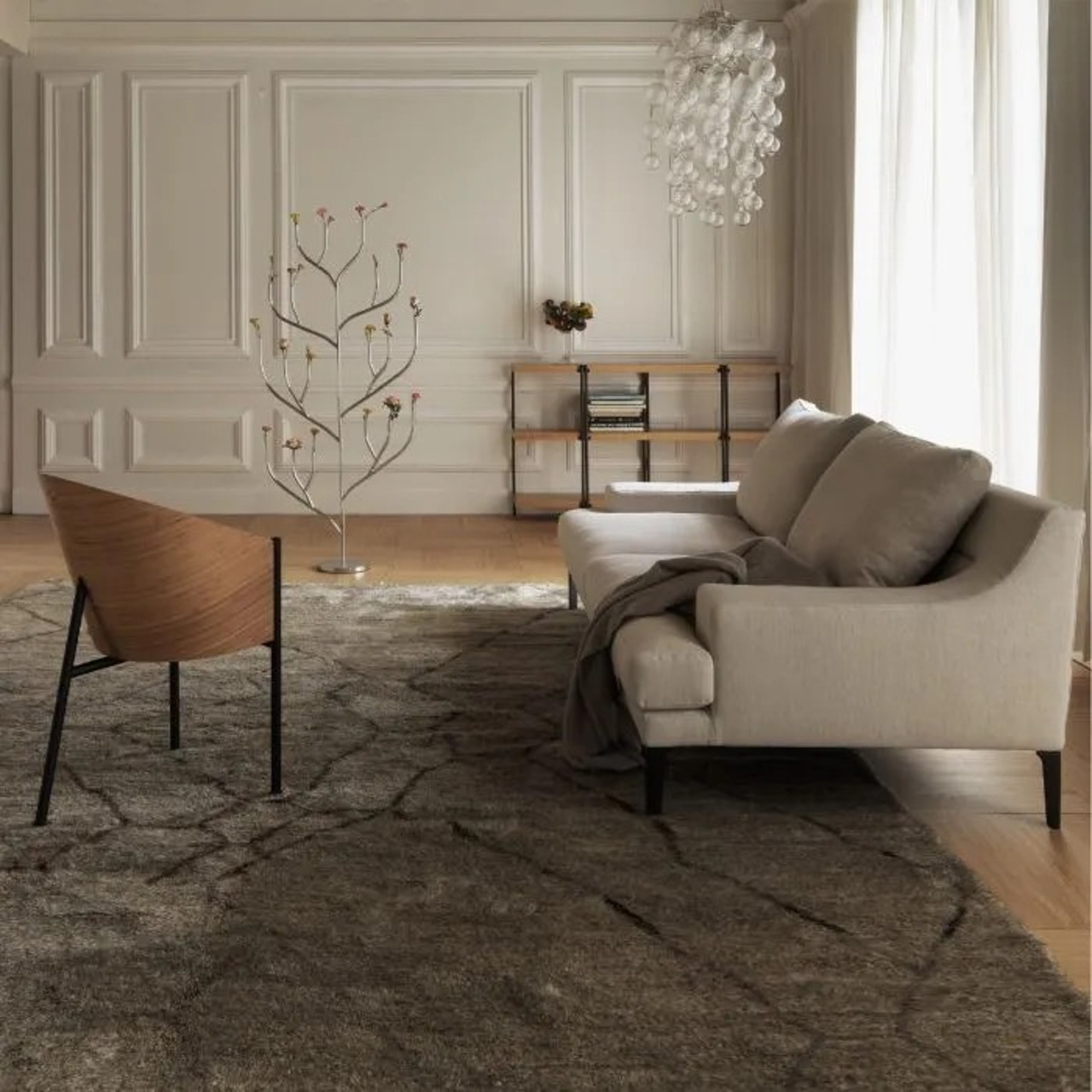 Driade Regal ZIGZAG Stahl bronzefarben / Nussbaumfurnier, H: 201 cm 