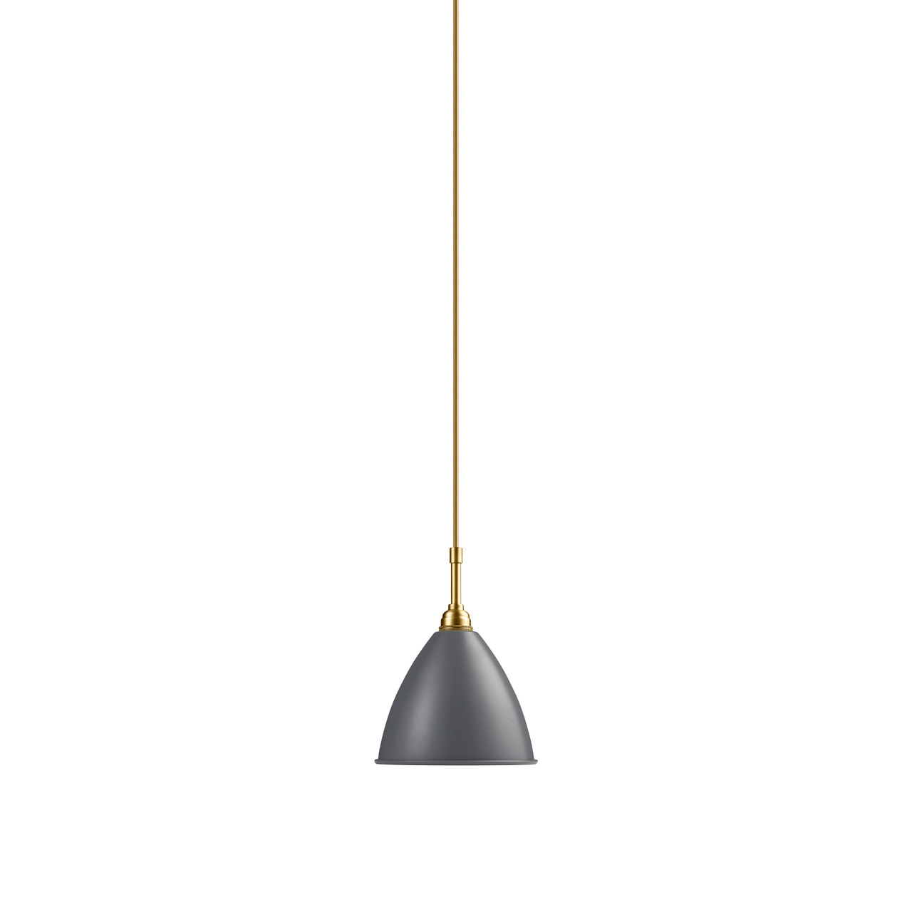 Gubi Kleine Pendelleuchte 'Bestlite' mit Messinggestell Grey Semi Matt, Ø: 16 cm