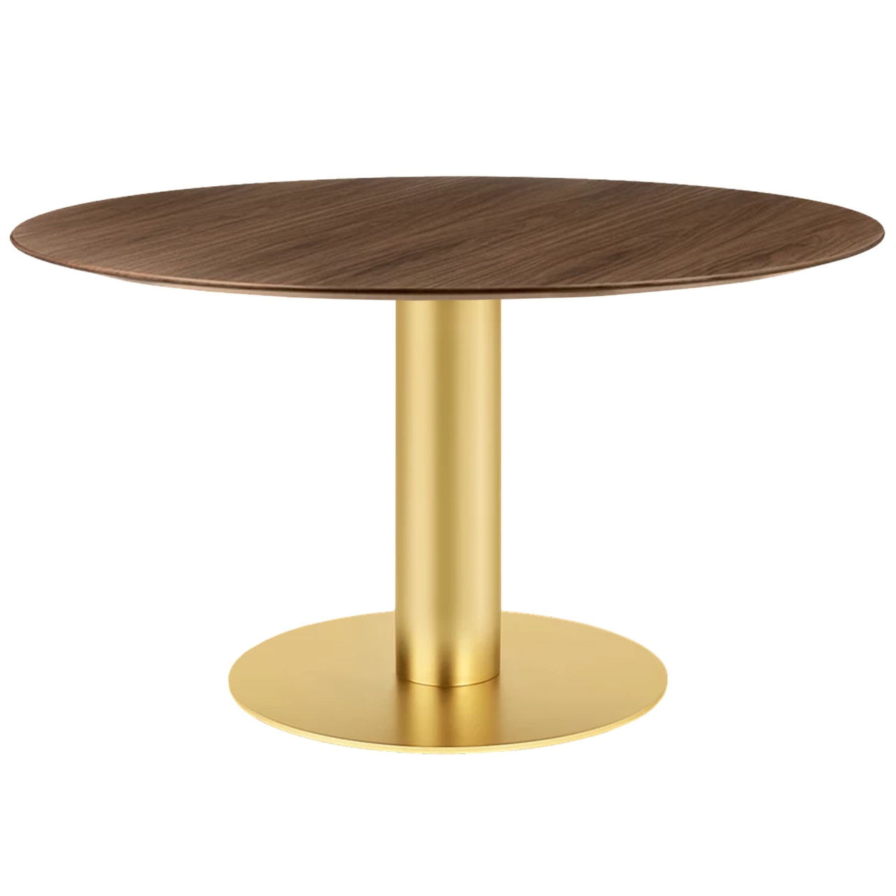 Gubi Esstisch 'Gubi 2.0'  Ø: 150 cm, American Walnut Semi Matt Lacquered, Brass