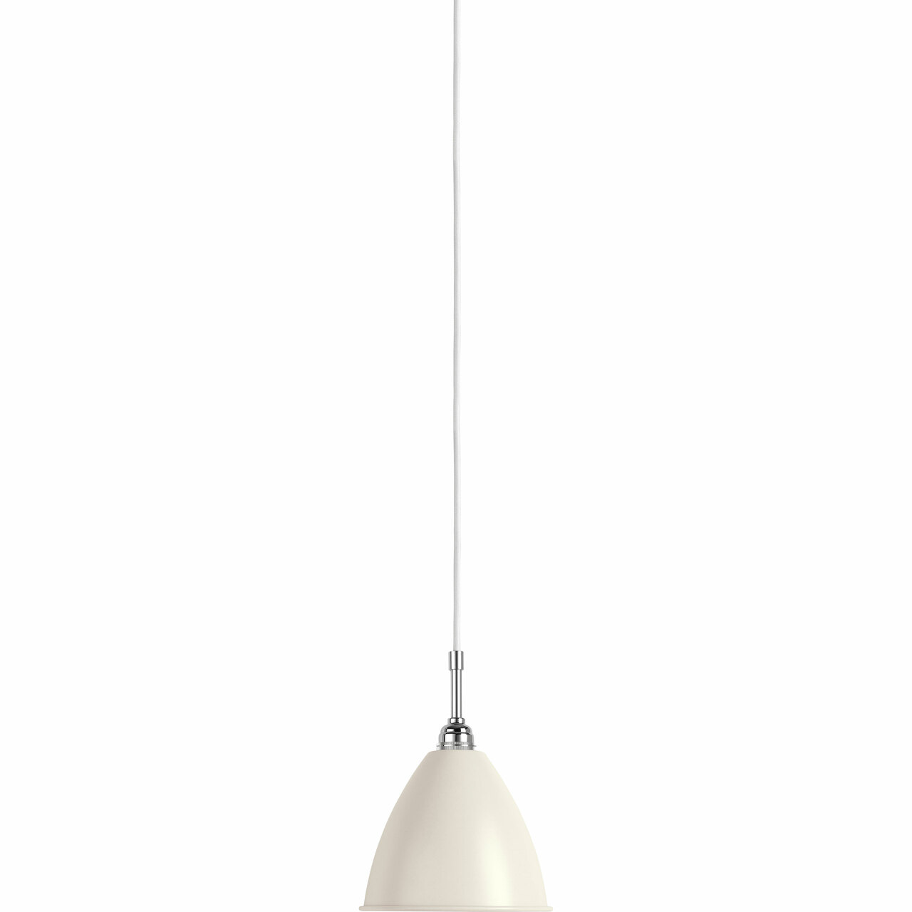 Gubi Kleine Pendelleuchte 'Bestlite' mit Chromgestell Soft White Semi Matt, Ø: 16 cm