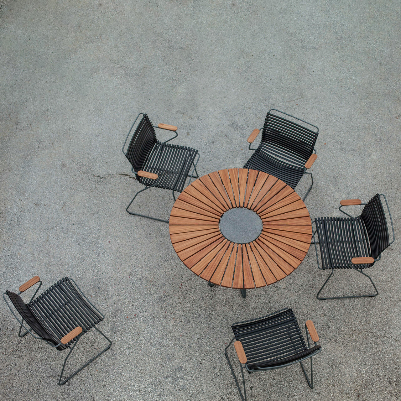 Garten-Set mit rundem Tisch und 5 Stühlen