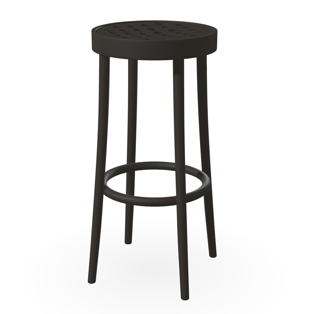 Ton Hocker 822 H: 46 cm , Filzgleiter schwarz, Coffee gebeizt (B4)