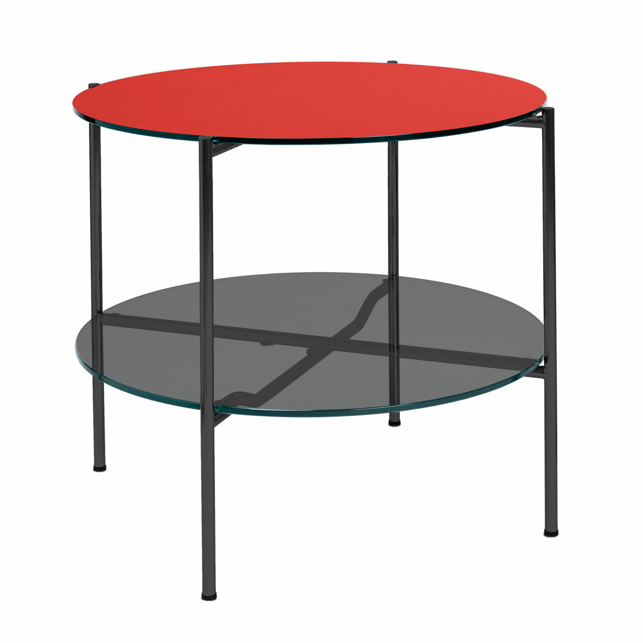 Embru Moser Tisch Modell 1752 Tiefschwarz pulverbeschichtet, Salsarot 4164 - Nero 4023, Parsol grau