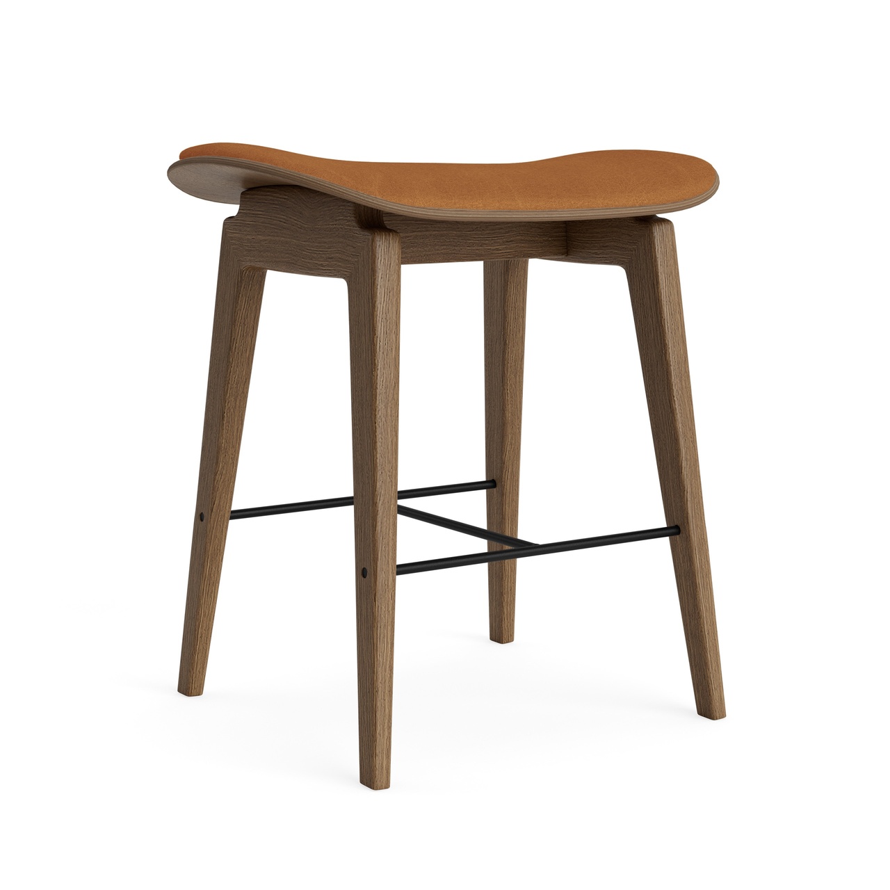 Norr11 NY11 Stool - Upholstery Cognac 21000 - Dunes, Eiche hell geräuchert, H: 45 cm