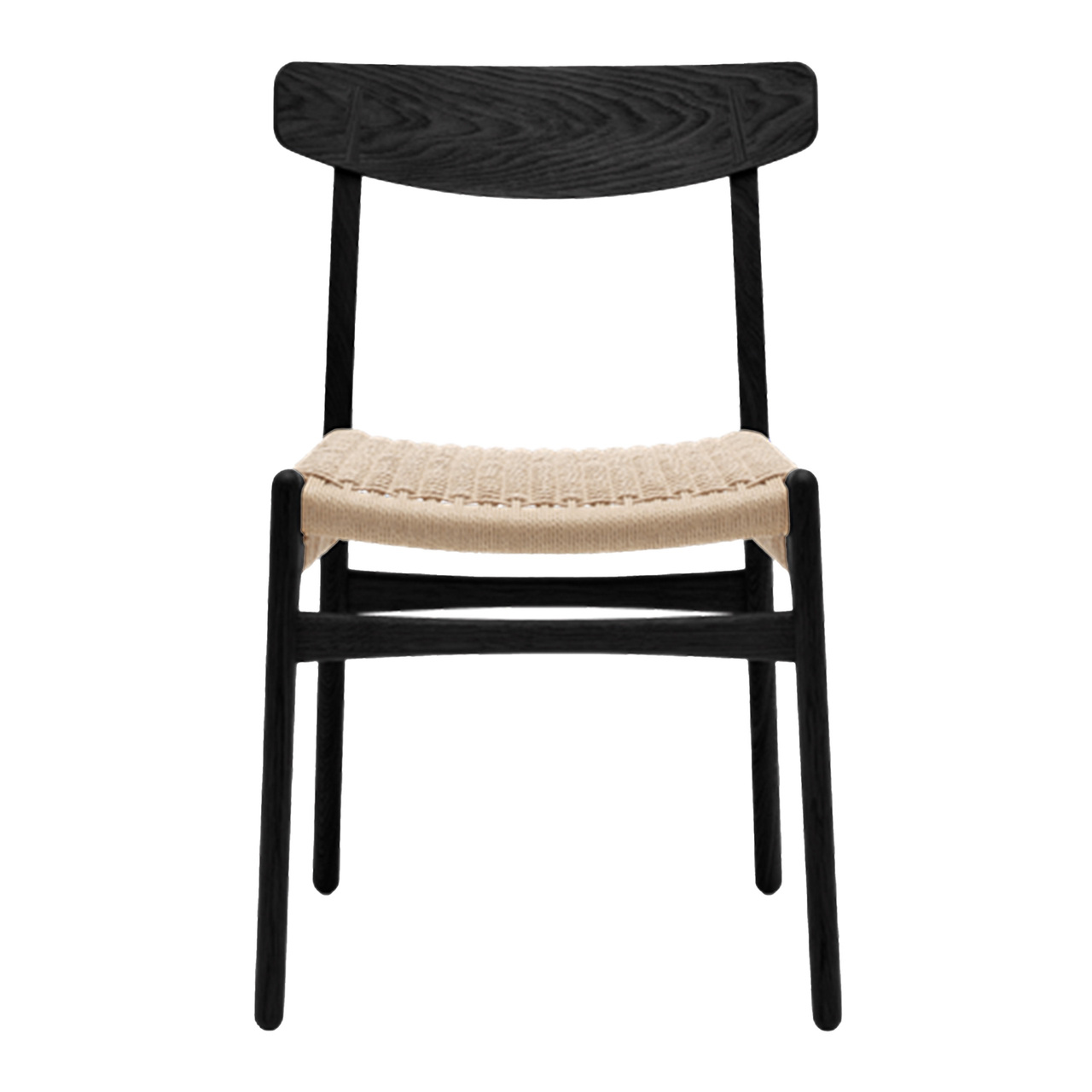 Carl Hansen & Søn Stuhl 'CH23' Eiche Black lackiert, Papierkordel Natur