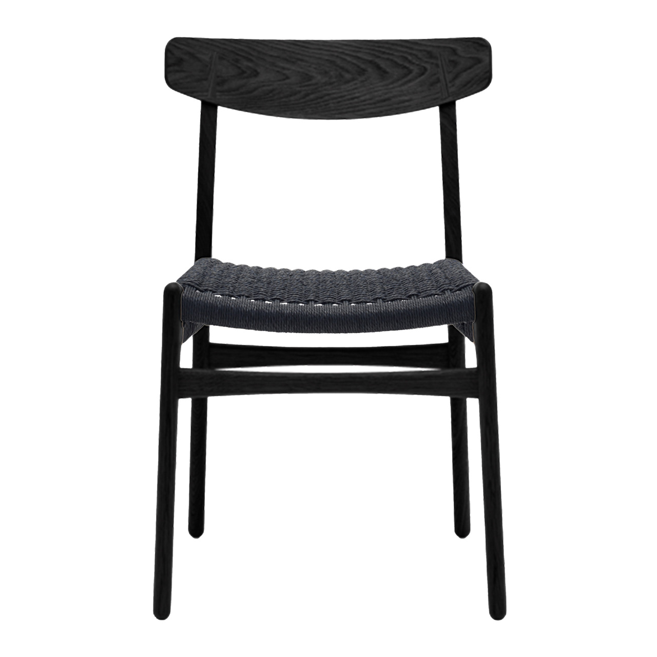 Carl Hansen & Søn Stuhl 'CH23' Eiche Black lackiert, Papierkordel Schwarz