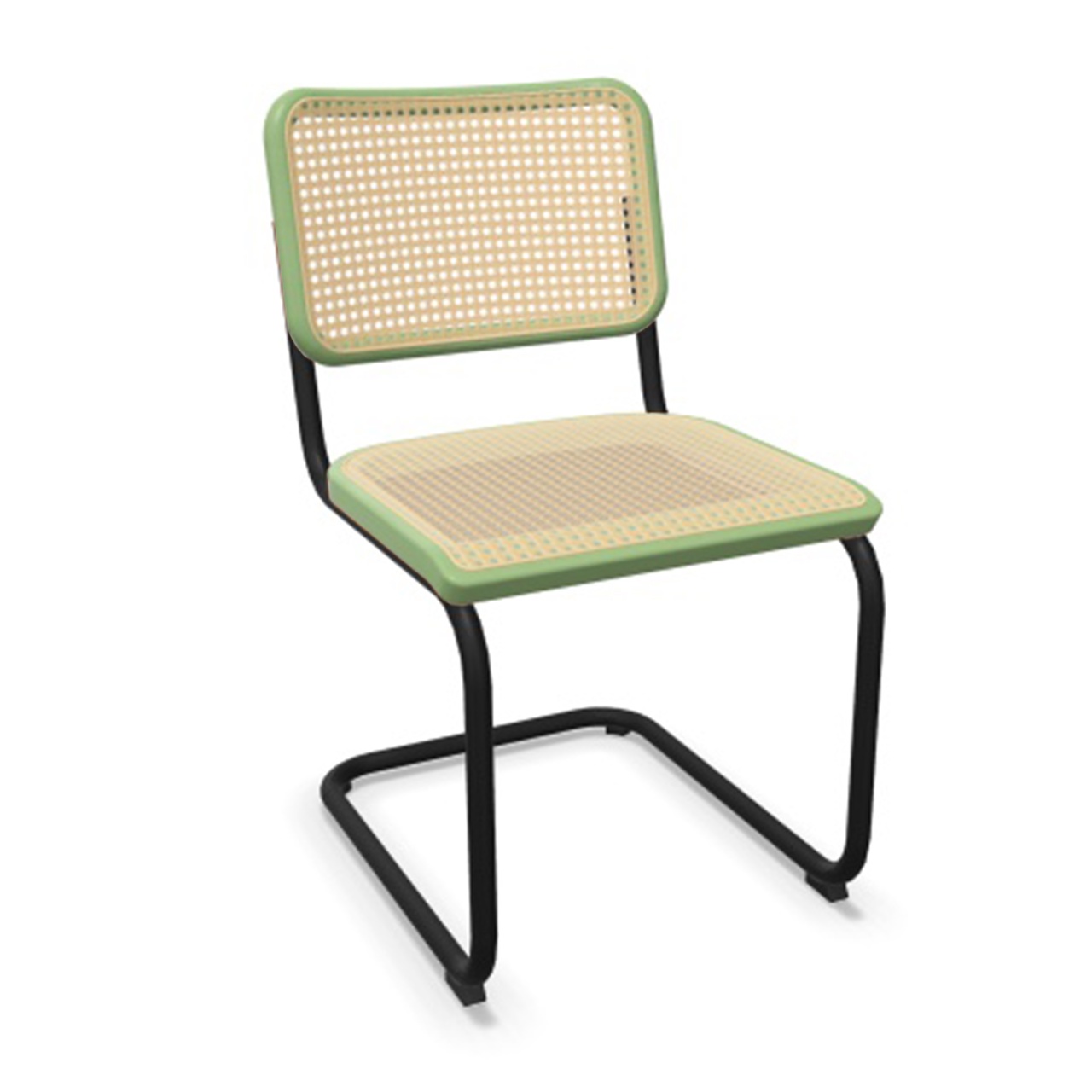 Thonet Stuhl S 32 V Buche schilfgrün gebeizt - TP 262, Schwarz lackiert - TS 9005, ohne Gleiter