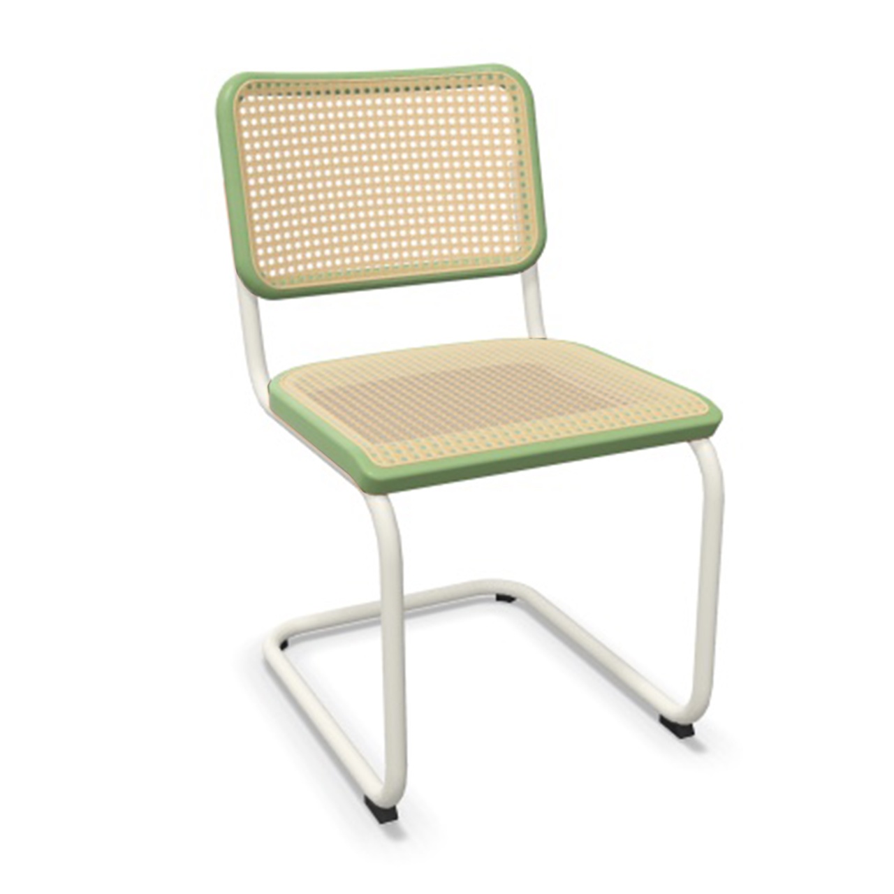 Thonet Stuhl S 32 V Buche schilfgrün gebeizt - TP 262, Reinweiss lackiert - TS 9010, ohne Gleiter