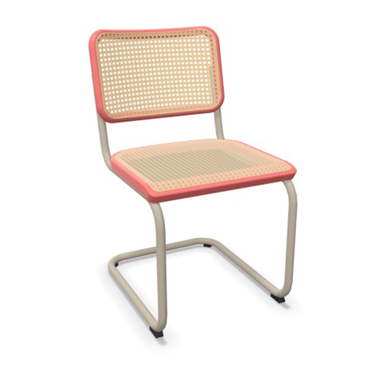 Thonet Stuhl S 32 V Buche korallrot gebeizt - TP 233, Warmgrau lackiert - TS 3005, ohne Gleiter