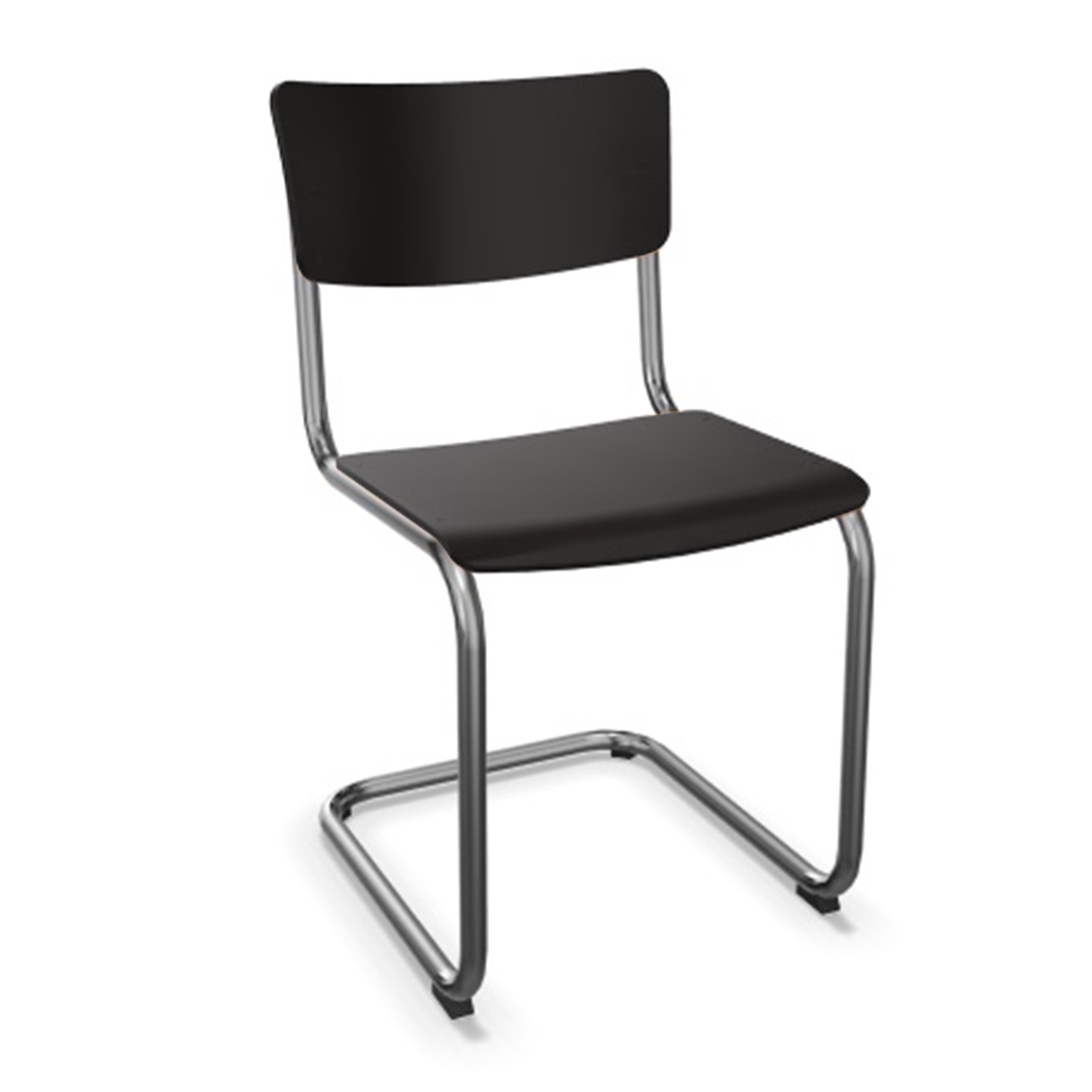 Thonet Stuhl S 43 Buche schwarz gebeizt - TP 29, Chrom, ohne Gleiter