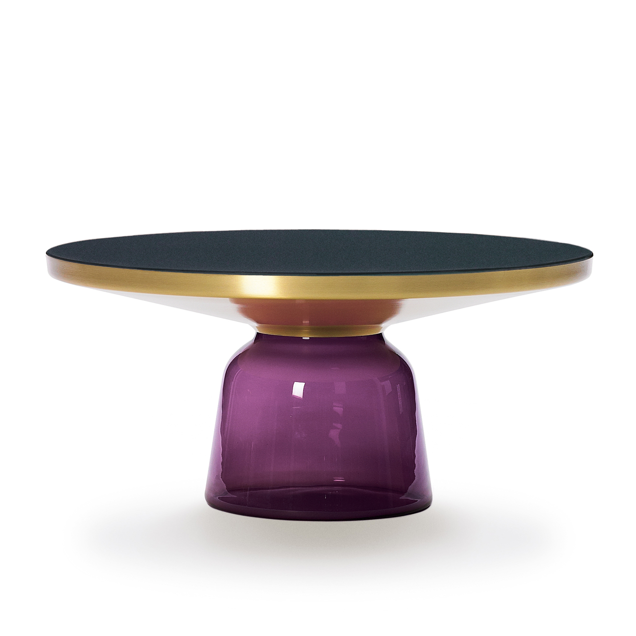 Classicon Couchtisch 'Bell' mit Messing-Metallaufsatz Amethyst-Violett