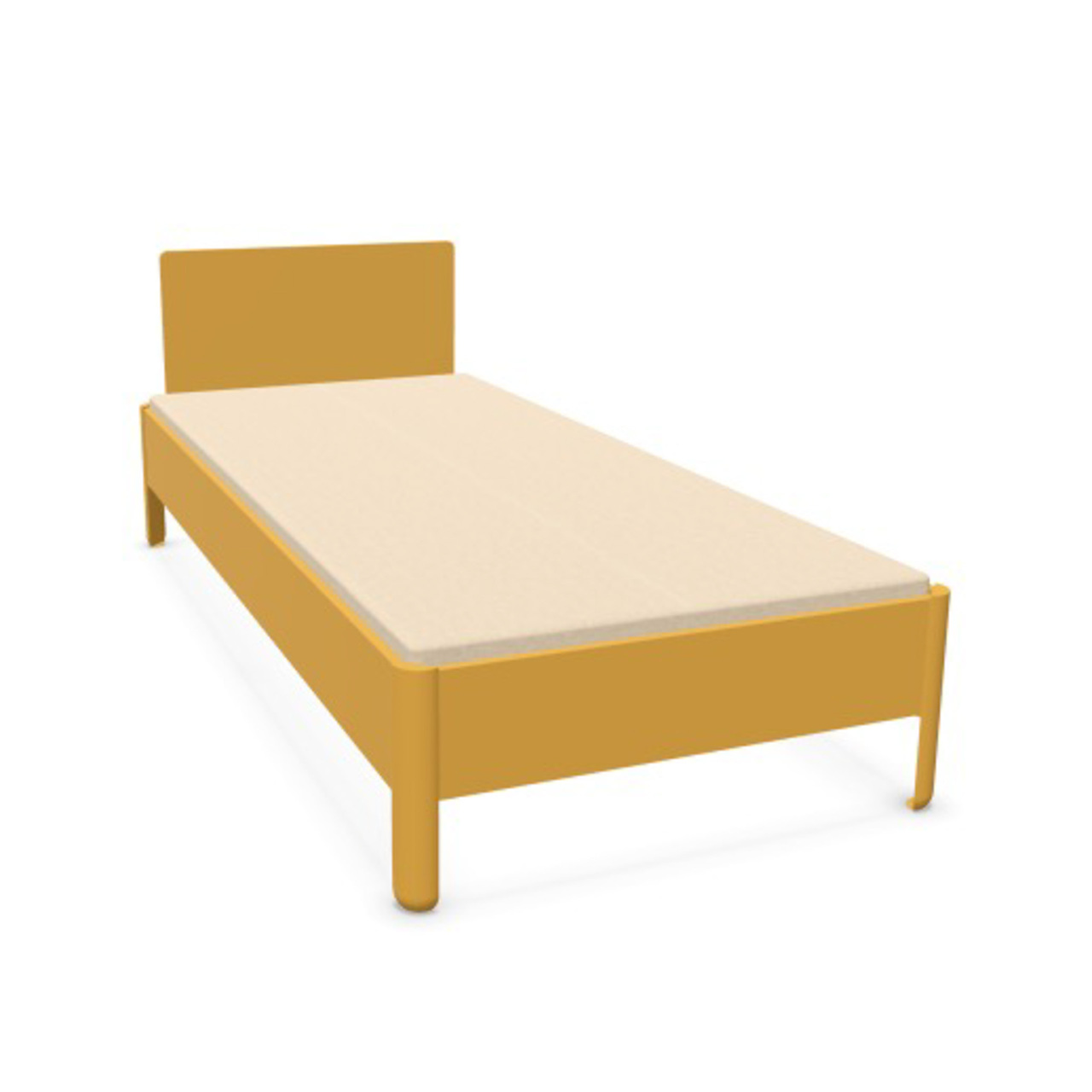 Müller Small Living 'Nait' Bett farbig lackiert Bambustiefgelb - RAL 0757050, Mit Kopfteil, B: 90 cm