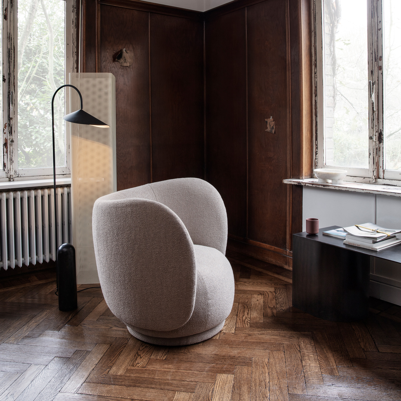 Ferm Living Rico Lounge Chair Grey - Wool Bouclé