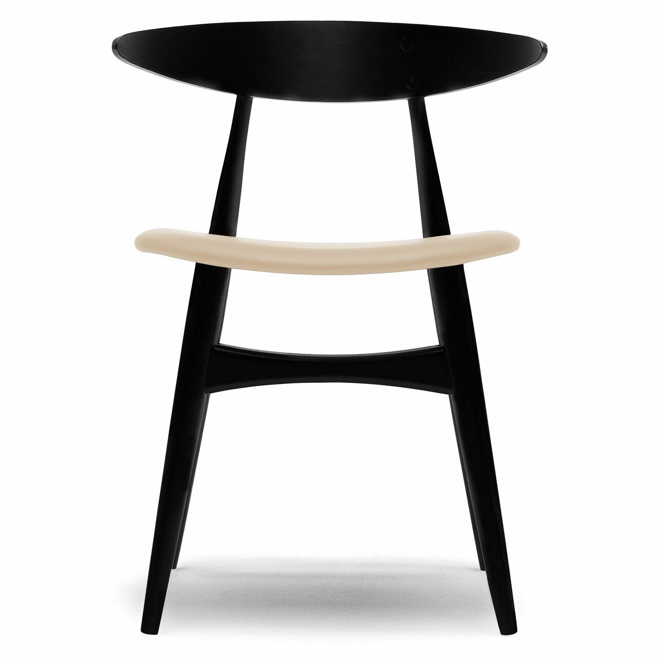 Carl Hansen & Søn Polsterstuhl 'CH33P' Beige 90 - Leder 'SIF', Buche Black lackiert	