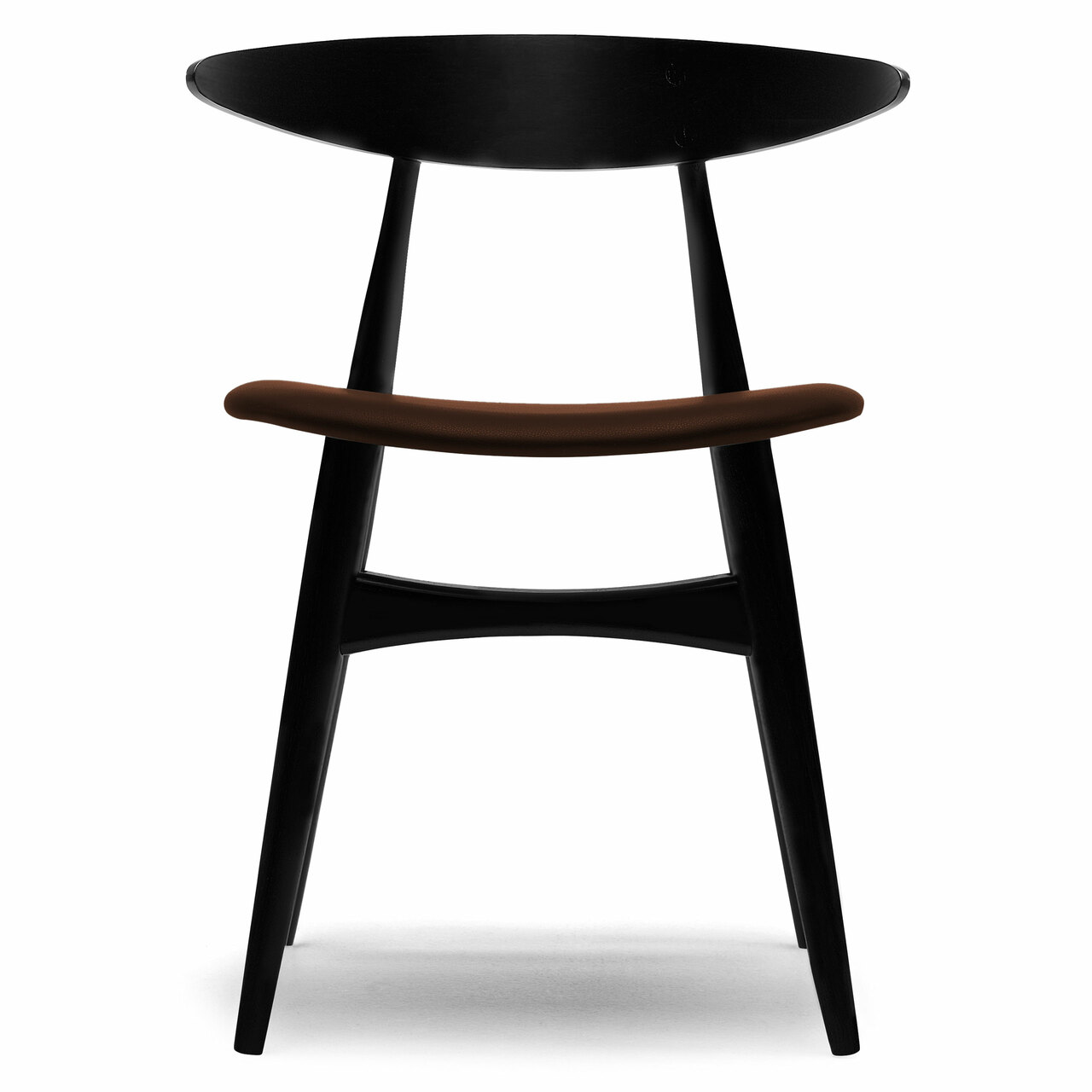 Carl Hansen & Søn Polsterstuhl 'CH33P' Dunkelbraun 92 - Leder 'SIF', Buche Black lackiert	