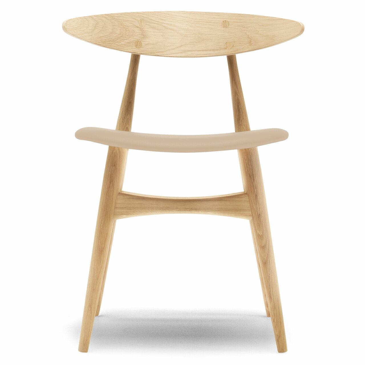 Carl Hansen & Søn Polsterstuhl 'CH33P' Beige 90 - Leder 'SIF', Eiche klarlack