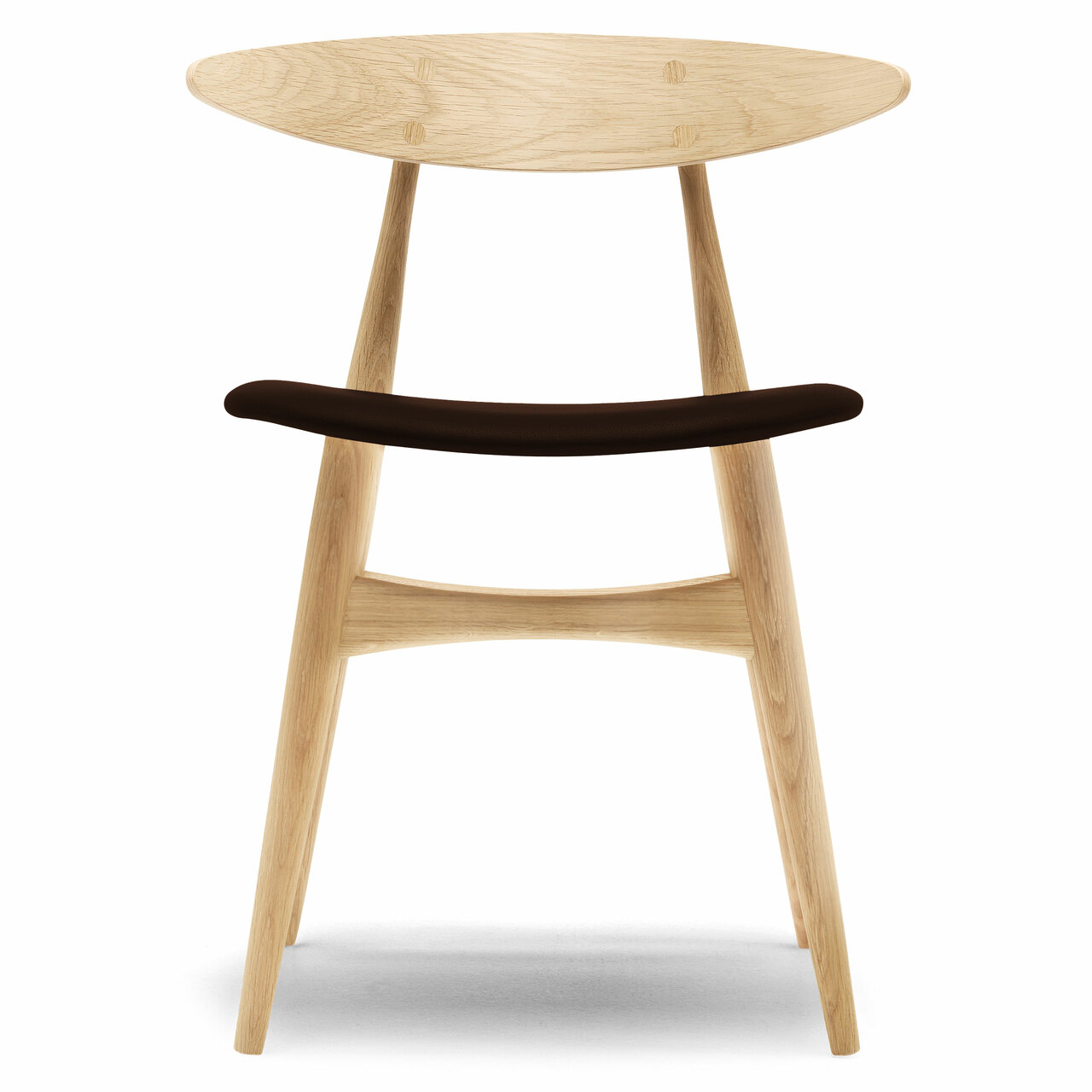 Carl Hansen & Søn Polsterstuhl 'CH33P' Dunkelbraun 92 - Leder 'SIF', Eiche klarlack