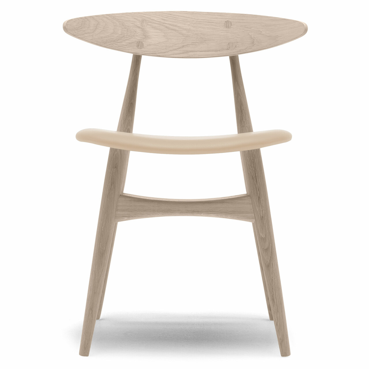 Carl Hansen & Søn Polsterstuhl 'CH33P' Beige 90 - Leder 'SIF', Eiche geseift